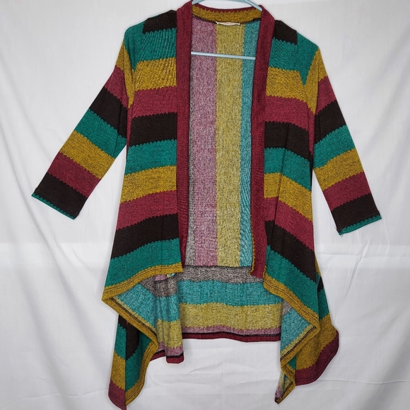 Diosa Half Sleeve Open Front Cardigan Striped - S - Picture 4 of 7